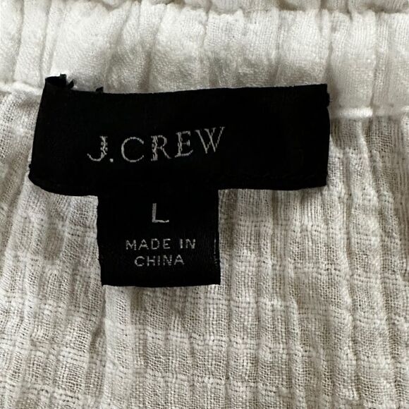 J. Crew ~ White sheer dress ~ tassel ties ~ smocking detail on sleeves ~ size L - Picture 7 of 13